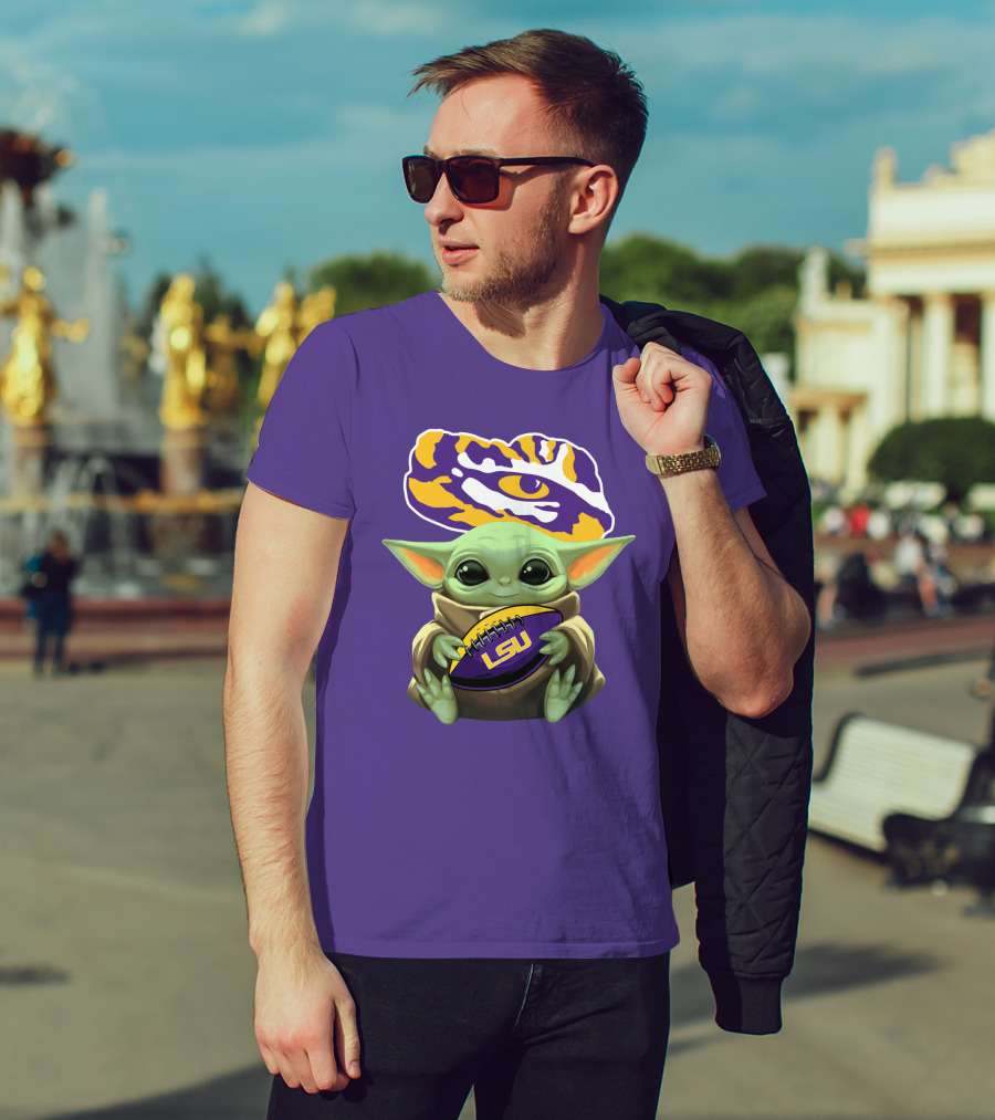 Baby Yoda Lsu Tigers Football Tiger Eye T-Shirt