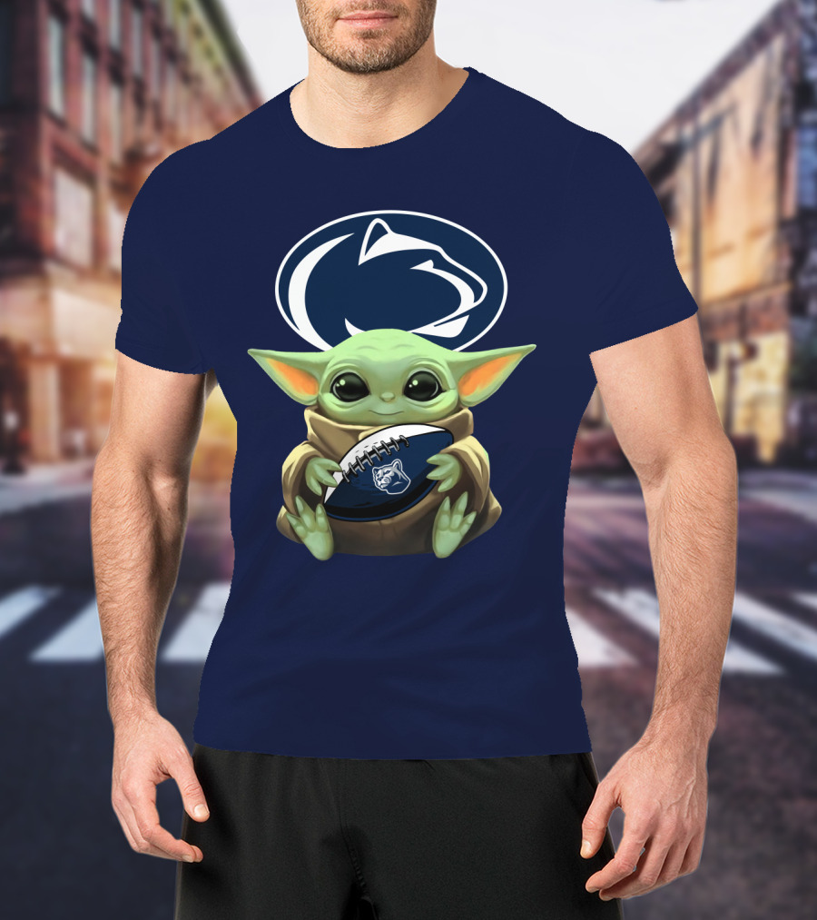 Baby Yoda Nittany Lions Football Fan T-Shirt