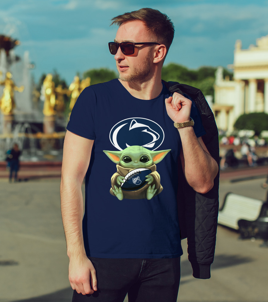 Baby Yoda Nittany Lions Football Fan T-Shirt