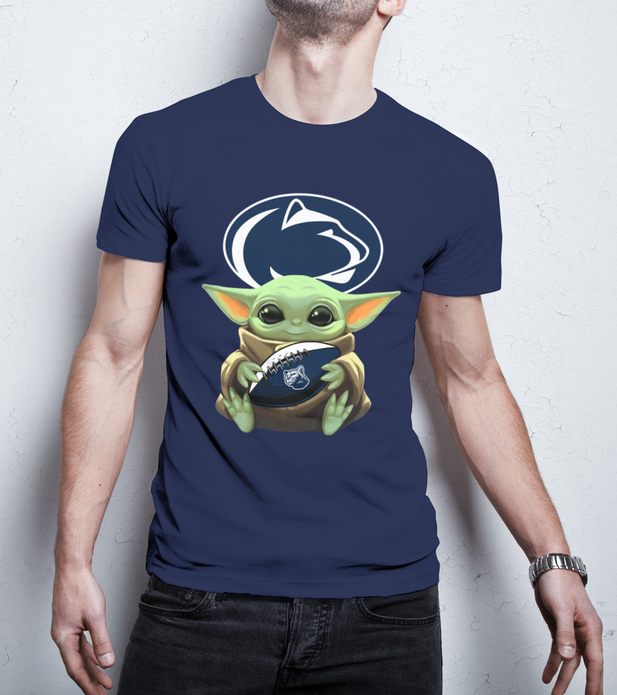 Baby Yoda Nittany Lions Football Fan T-Shirt