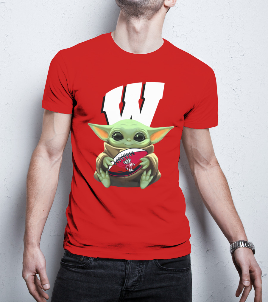 Baby Yoda Wisconsin Badgers Football T-Shirt