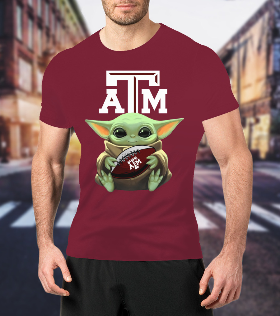 Texas A&M Aggies Baby Yoda Football T-Shirt