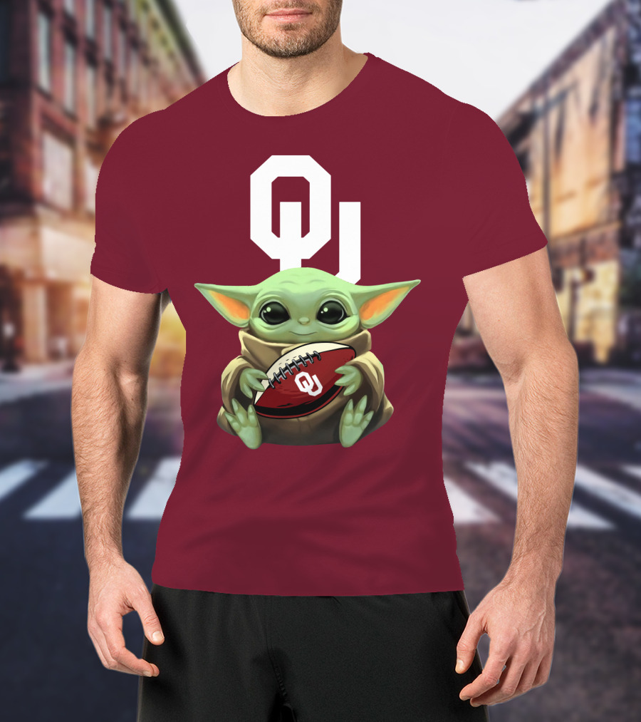 OU Sooners Baby Yoda Football T-Shirt