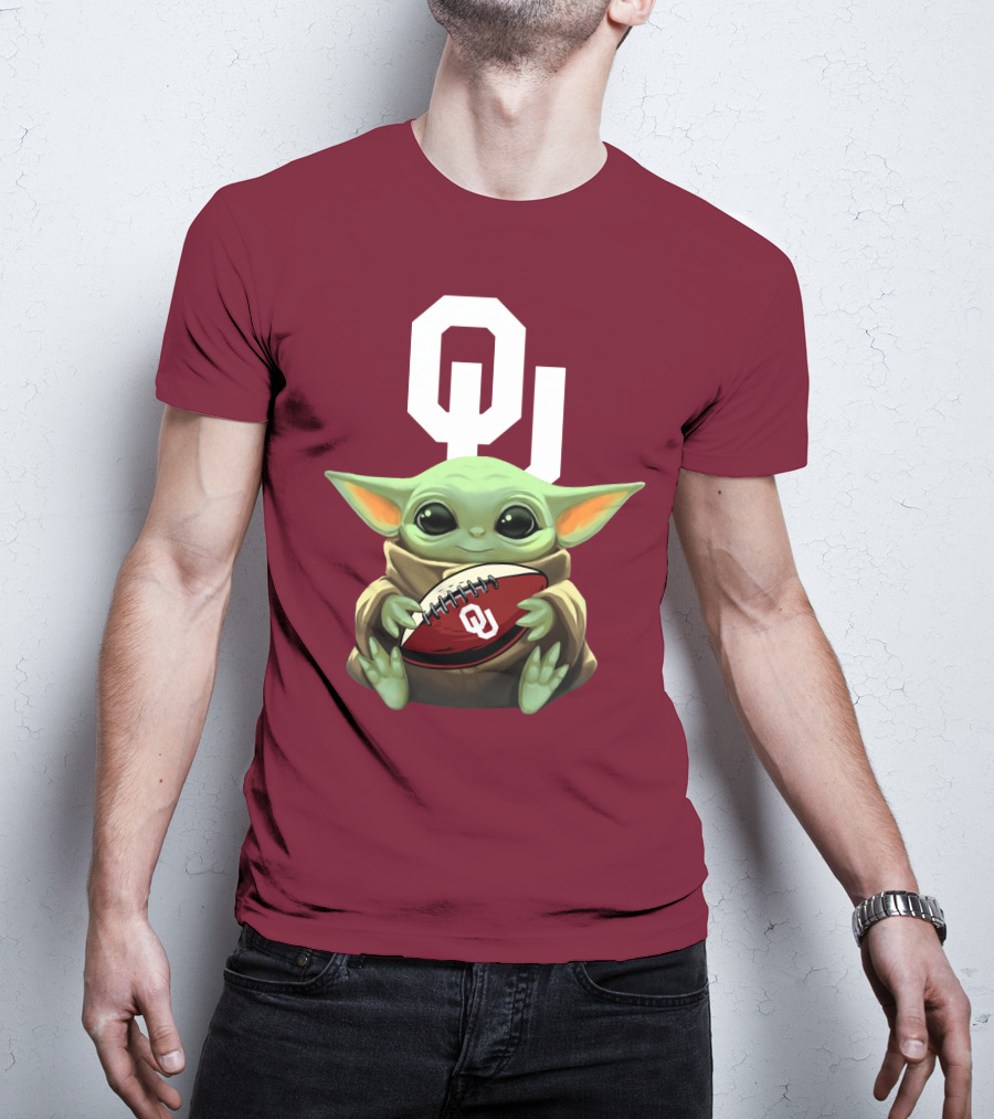OU Sooners Baby Yoda Football T-Shirt