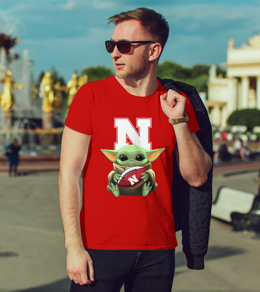 Baby Yoda Nebraska Cornhuskers Football Fan Icon With N T-Shirt