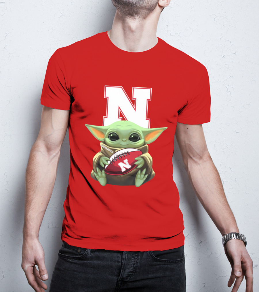 Baby Yoda Nebraska Cornhuskers Football Fan Icon With N T-Shirt