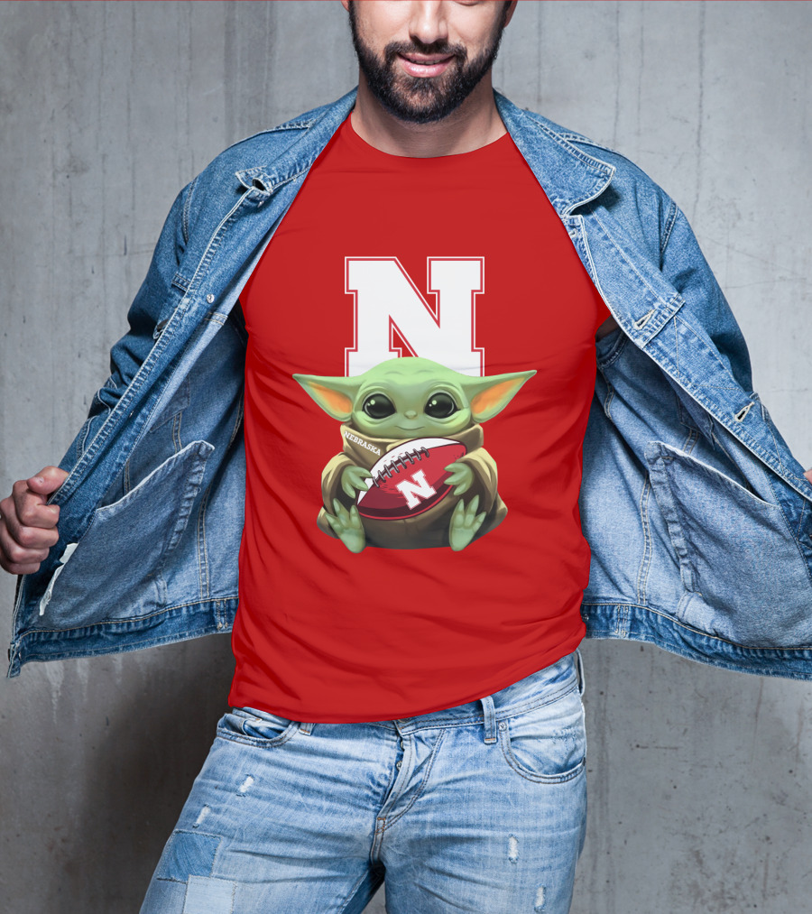 Baby Yoda Nebraska Cornhuskers Football Fan Icon With N T-Shirt