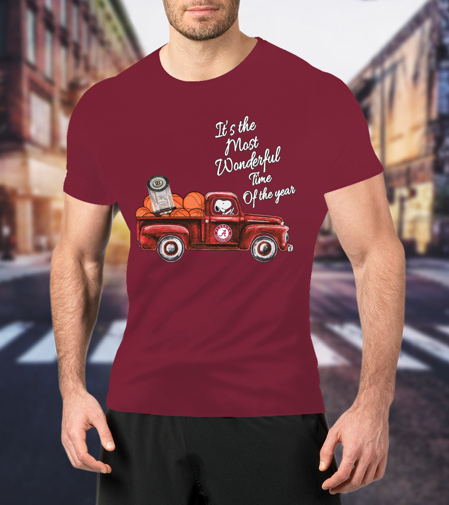 It's The Most Wonderful Time Of The Year Alabama Crimson Tide Basketball Snoopy RTJ Memorial Stadium Red Truck T-Shirt