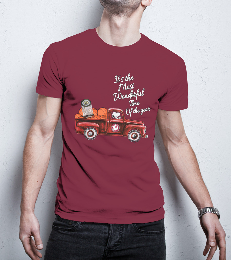 It's The Most Wonderful Time Of The Year Alabama Crimson Tide Basketball Snoopy RTJ Memorial Stadium Red Truck T-Shirt