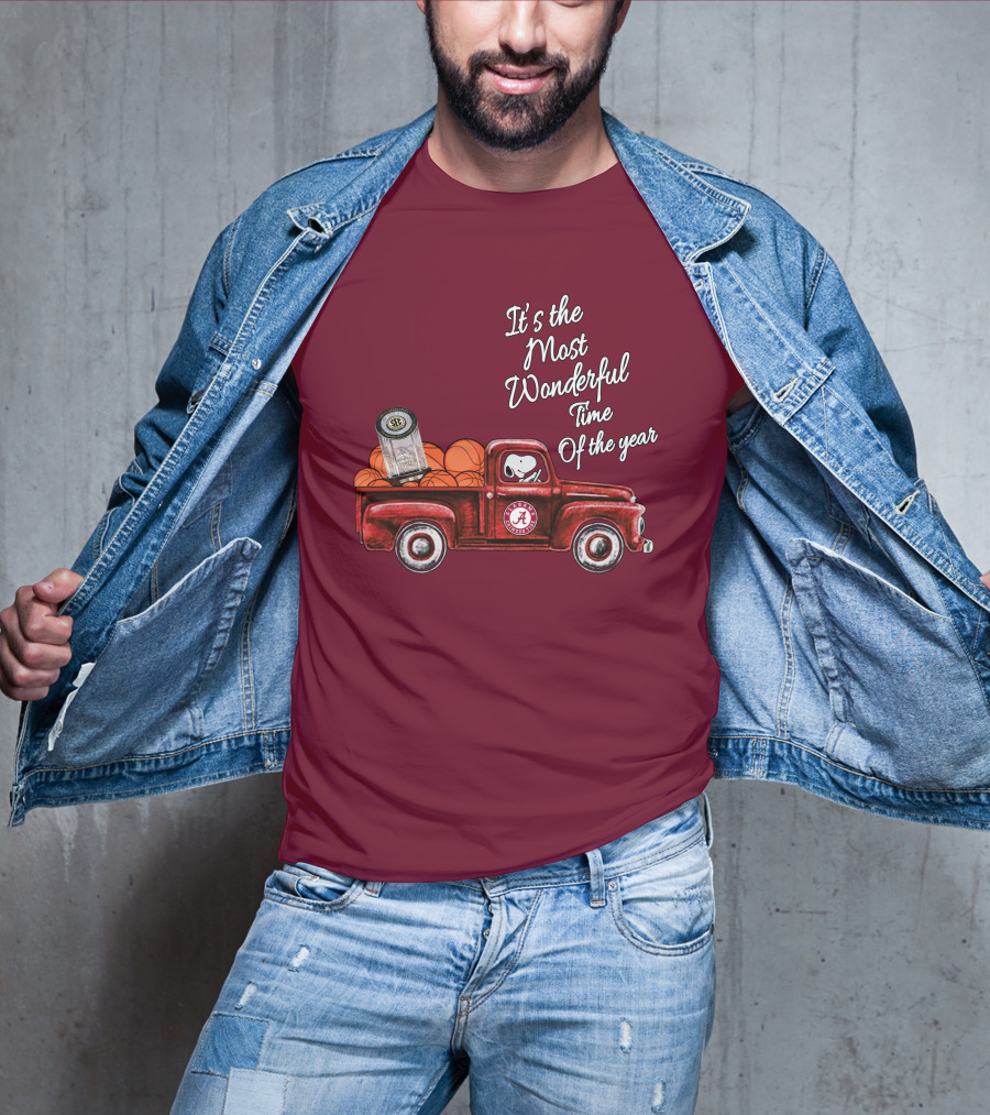 It's The Most Wonderful Time Of The Year Alabama Crimson Tide Basketball Snoopy RTJ Memorial Stadium Red Truck T-Shirt