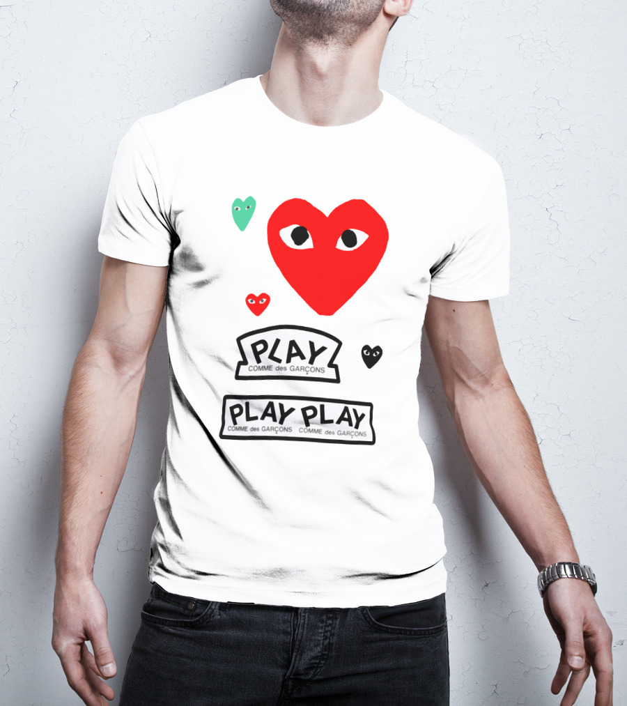 PLAY Comme Des Garçons Heart Faces T-Shirt