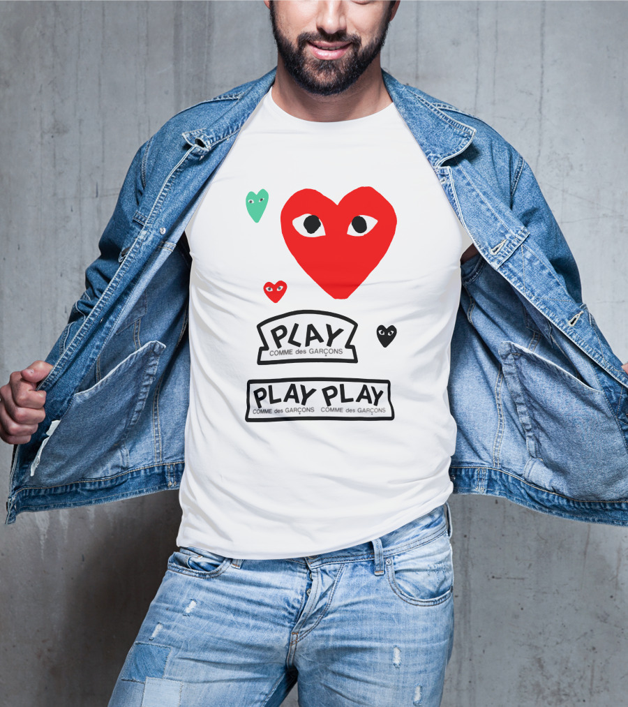 PLAY Comme Des Garçons Heart Faces T-Shirt
