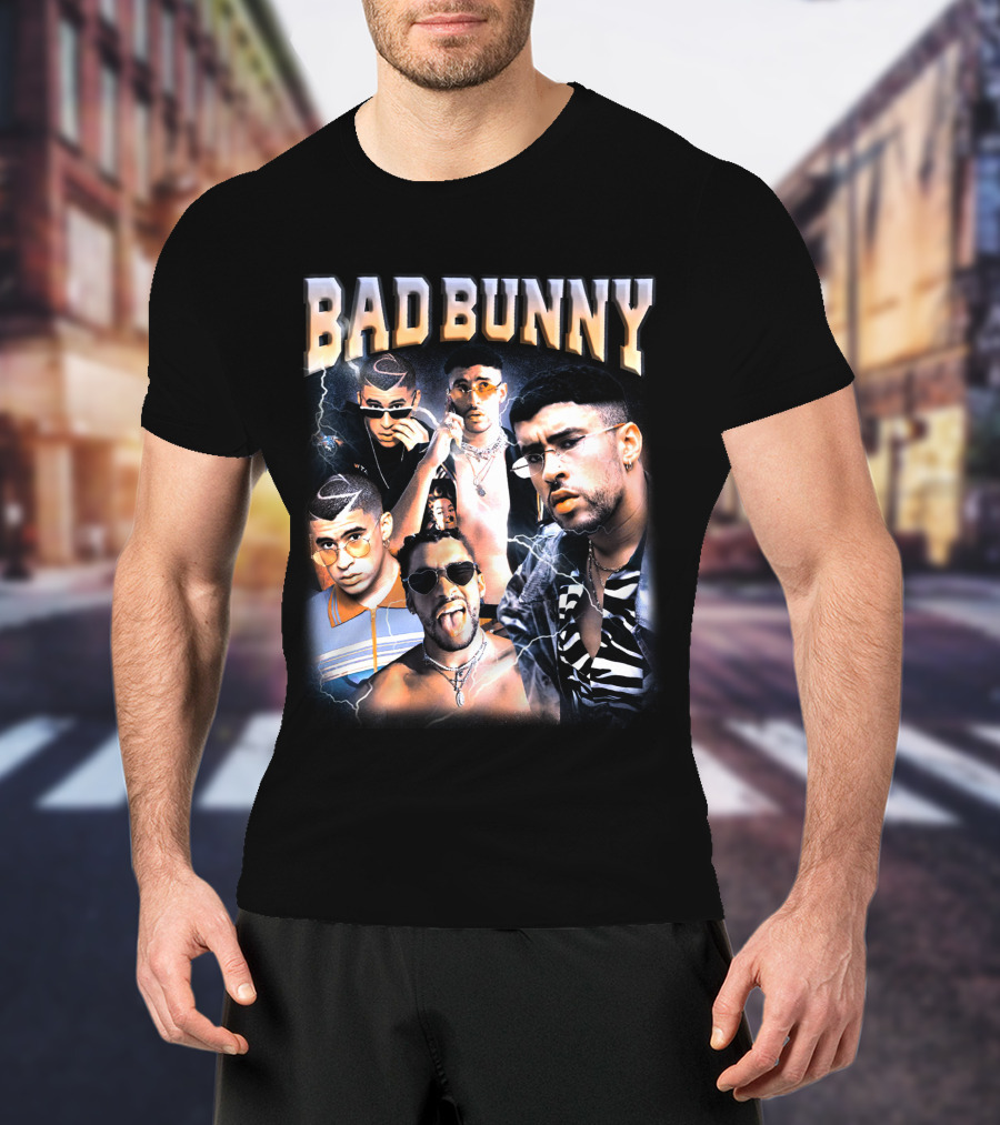 Bad Bunny Style Evolution Lightning Collage T-Shirt