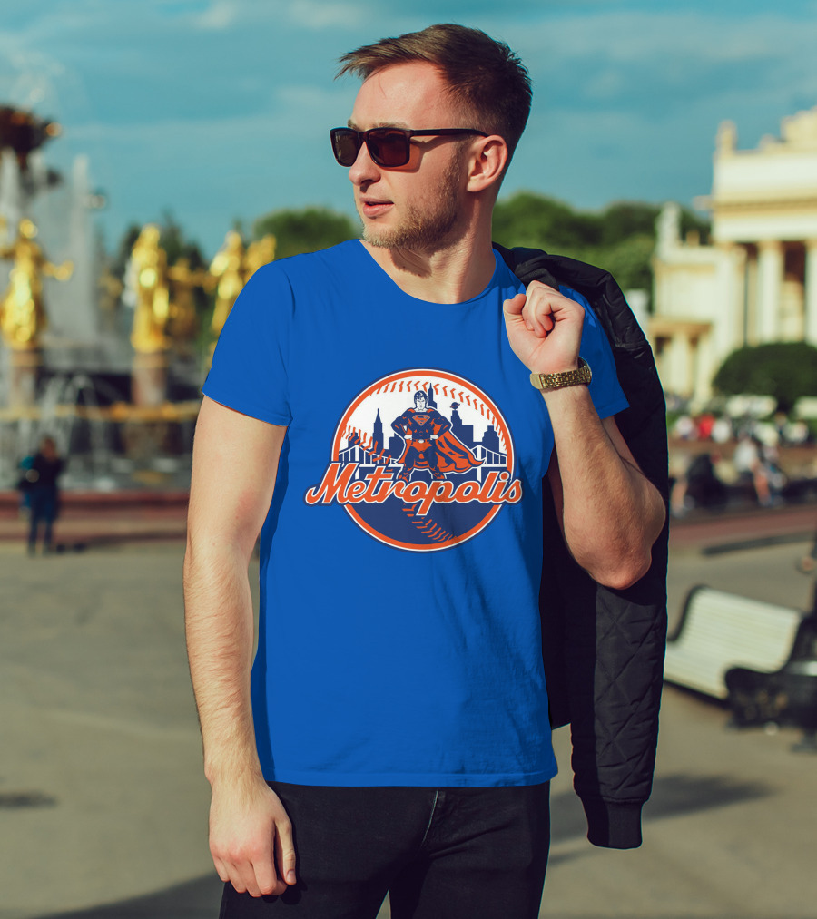 Metropolis Superman NY Baseball Skyline T-Shirt