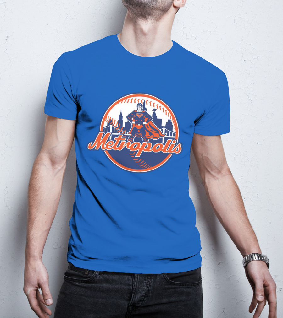 Metropolis Superman NY Baseball Skyline T-Shirt