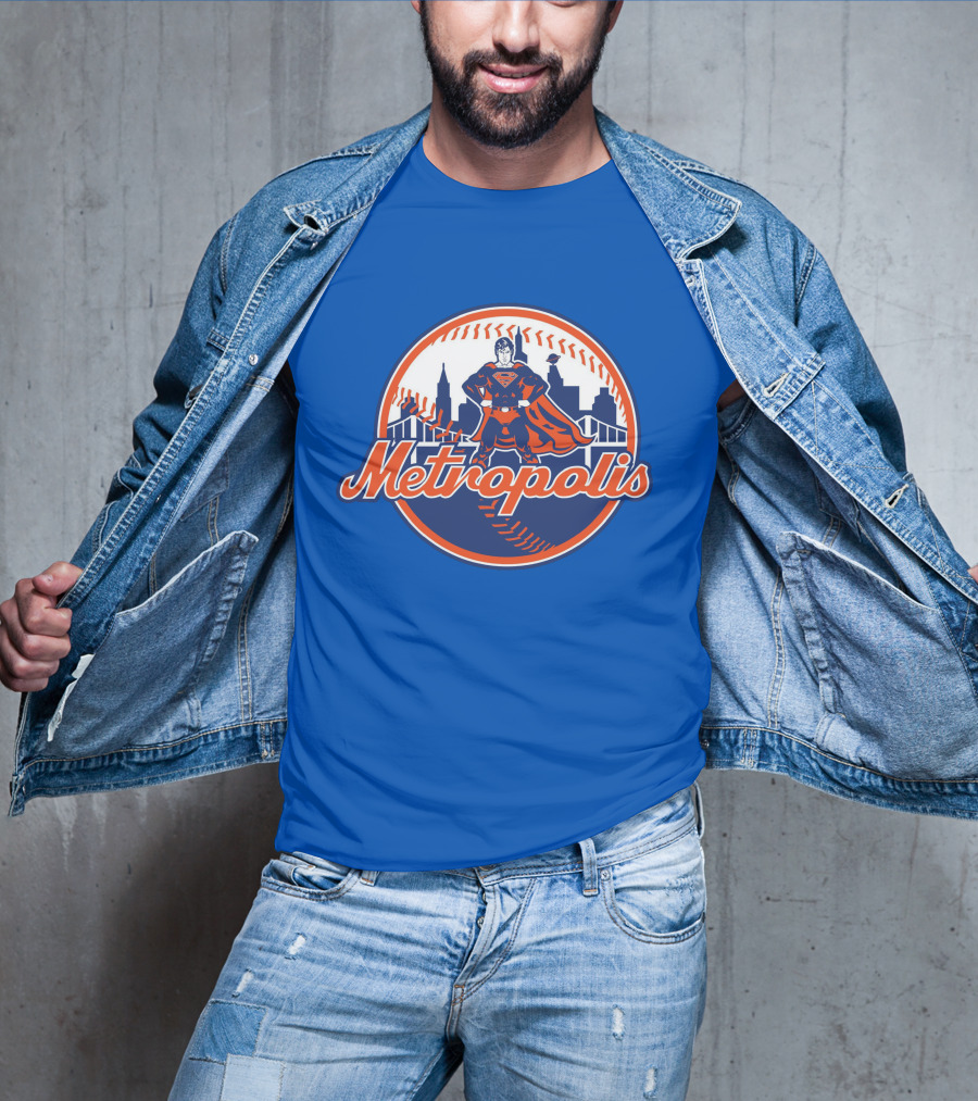 Metropolis Superman NY Baseball Skyline T-Shirt