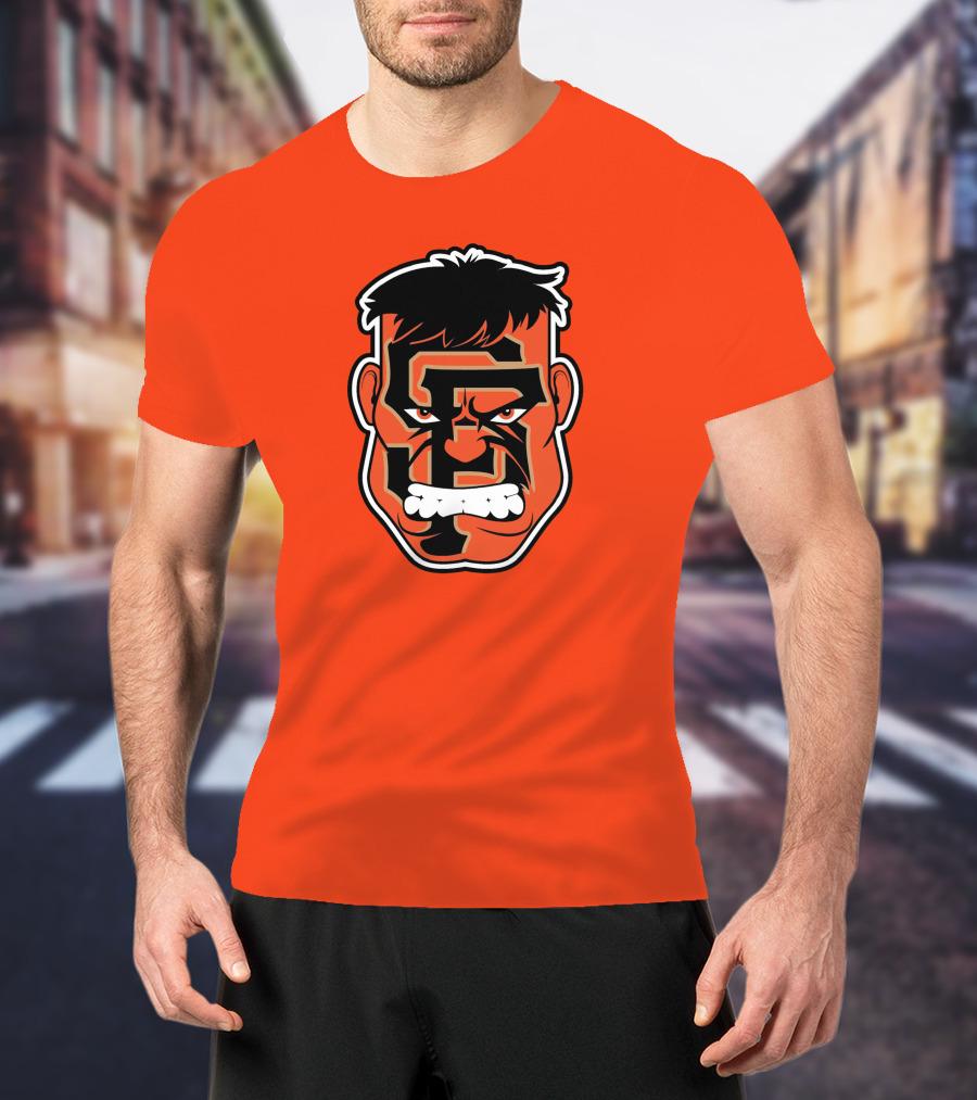 SF Giants Hulk Rage Face Orange T-Shirt