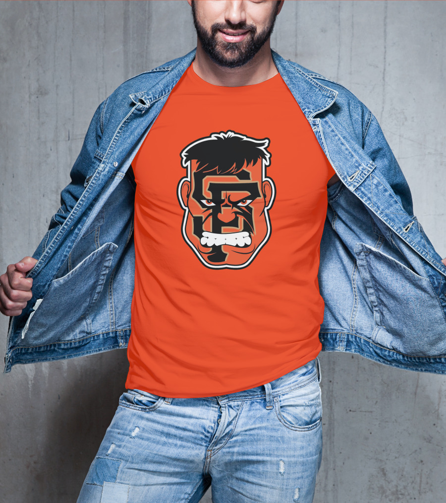 SF Giants Hulk Rage Face Orange T-Shirt