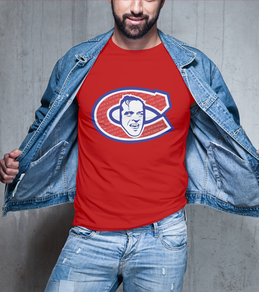 Heeeeres Johnny Montreal Jack Torrance NHL All Work And No Play Makes Jack A Dull Boy T-Shirt