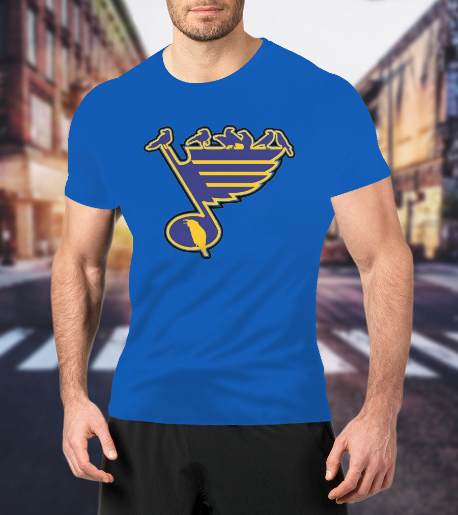 St. Louis Birds On Hockey Musical Note Logo NHL T-Shirt