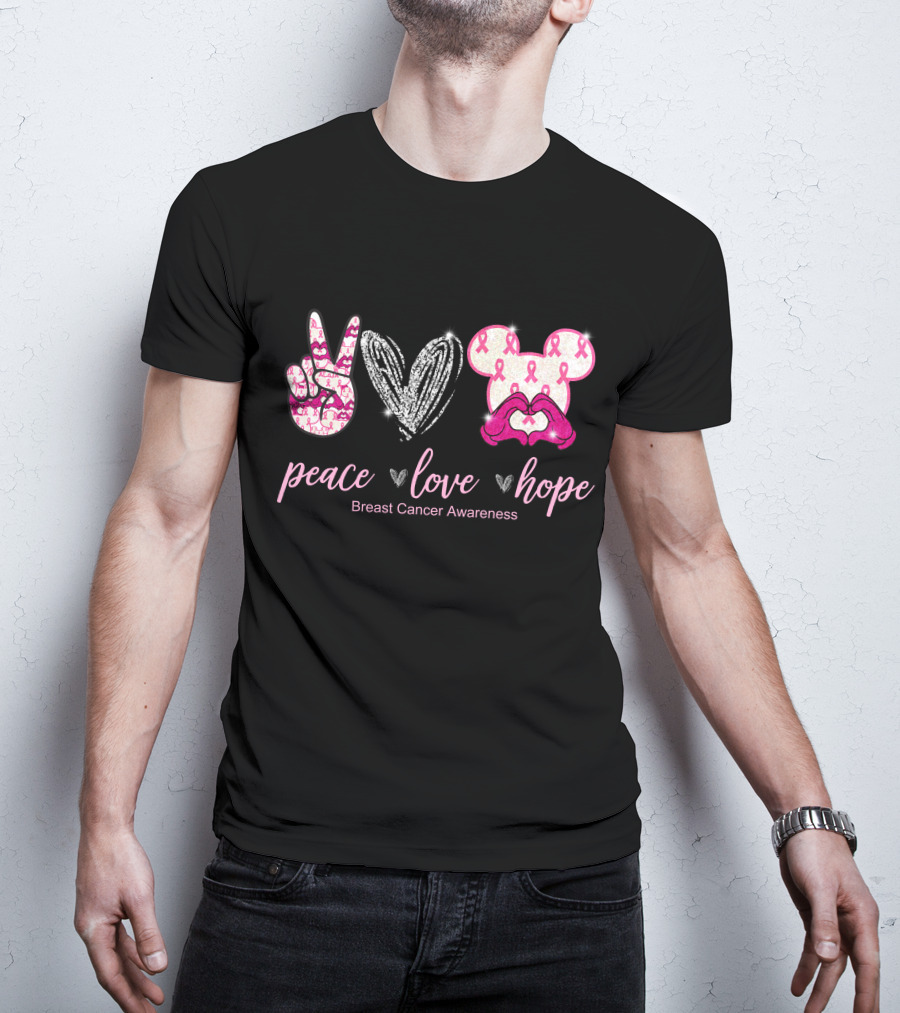 Peace Love Hope Breast Cancer Awareness T-Shirt