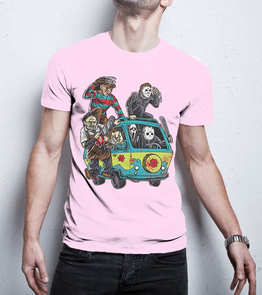 Freddy Jason Michael Leatherface Ghostface Massacre Machine Horror Movie Van T-Shirt
