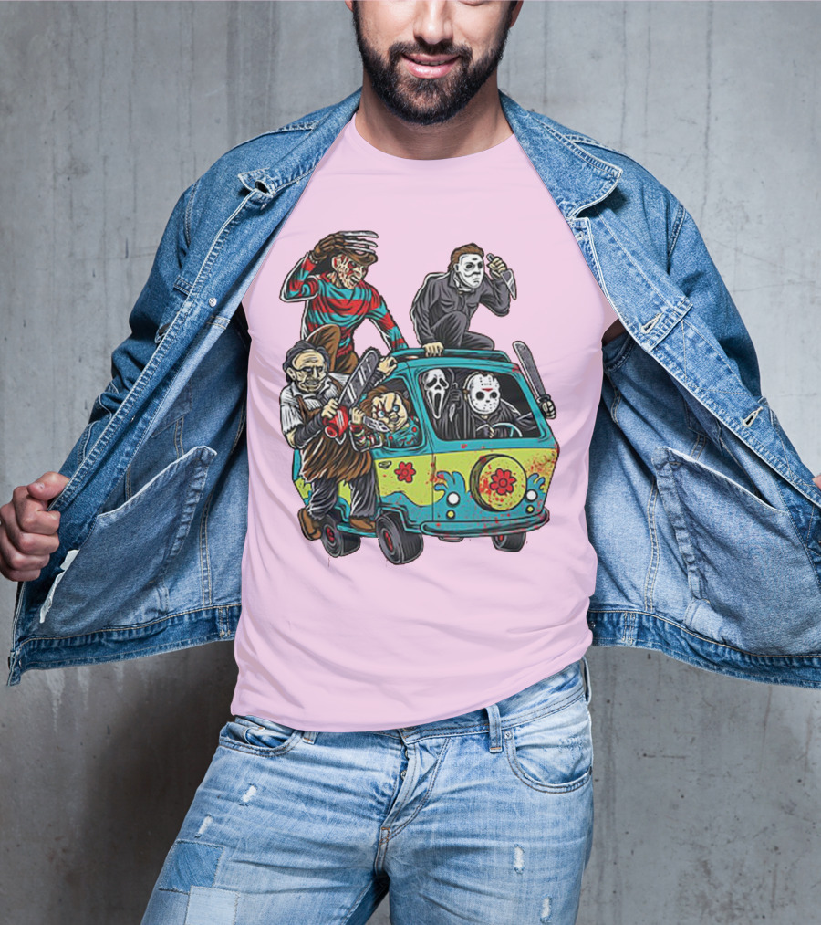 Freddy Jason Michael Leatherface Ghostface Massacre Machine Horror Movie Van T-Shirt