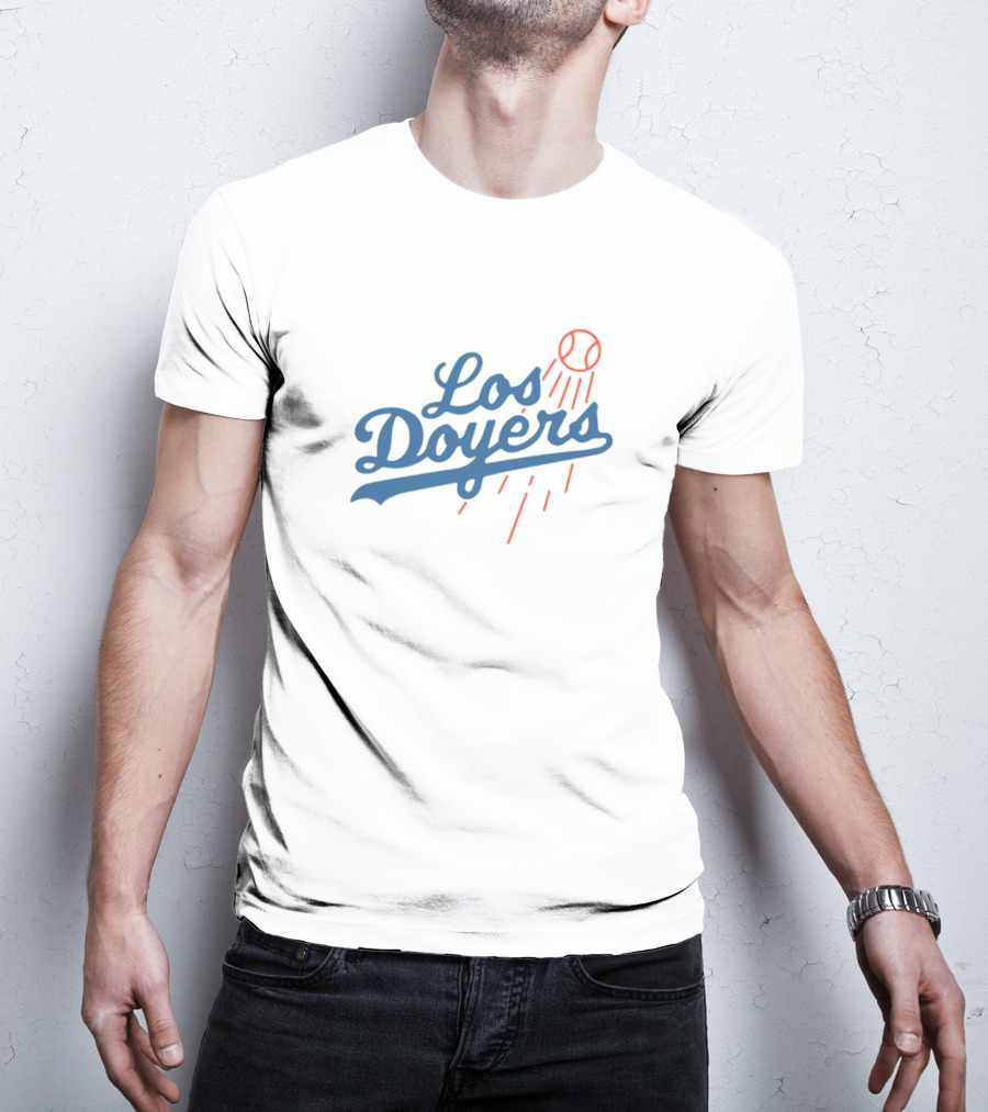 Los Doyers Baseball Theme With Iconic Bat And Ball Elements T-Shirt