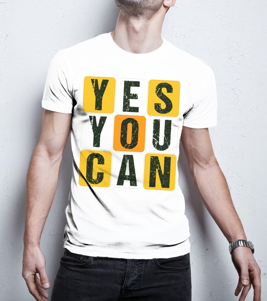 YES YOU CAN Motivation Yellow Orange Black T-Shirt