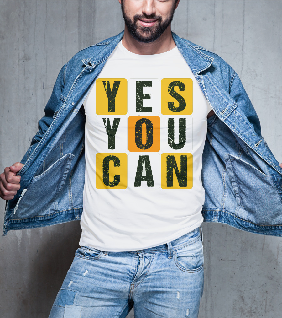 YES YOU CAN Motivation Yellow Orange Black T-Shirt