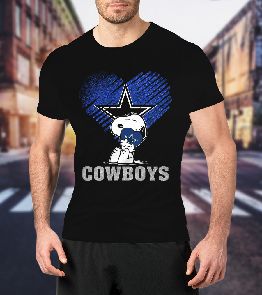 Snoopy Hugging Heart Dallas Cowboys Star T-Shirt