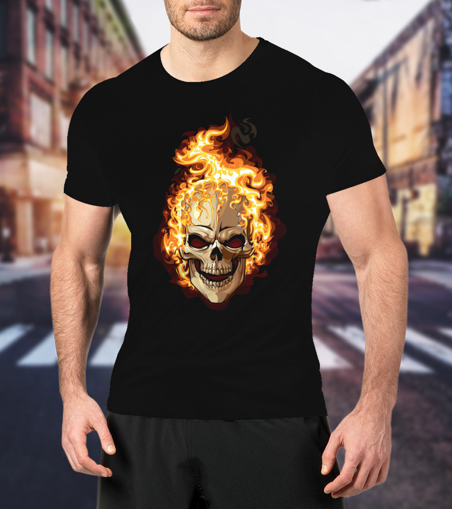Ghost Rider Flaming Skull Iconic Visual Representation T-Shirt