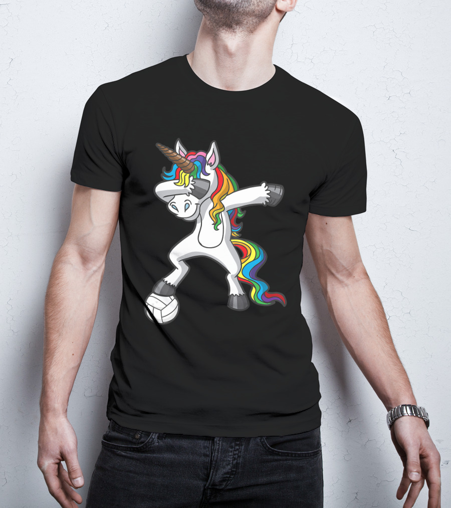 Dabbing Rainbow Unicorn Volleyball T-Shirt