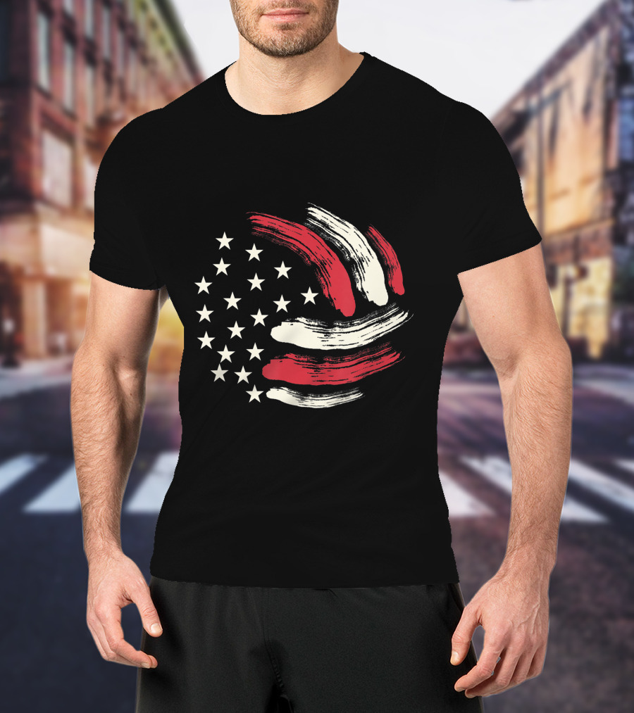 American Flag Patriotic Volleyball Team T-Shirt