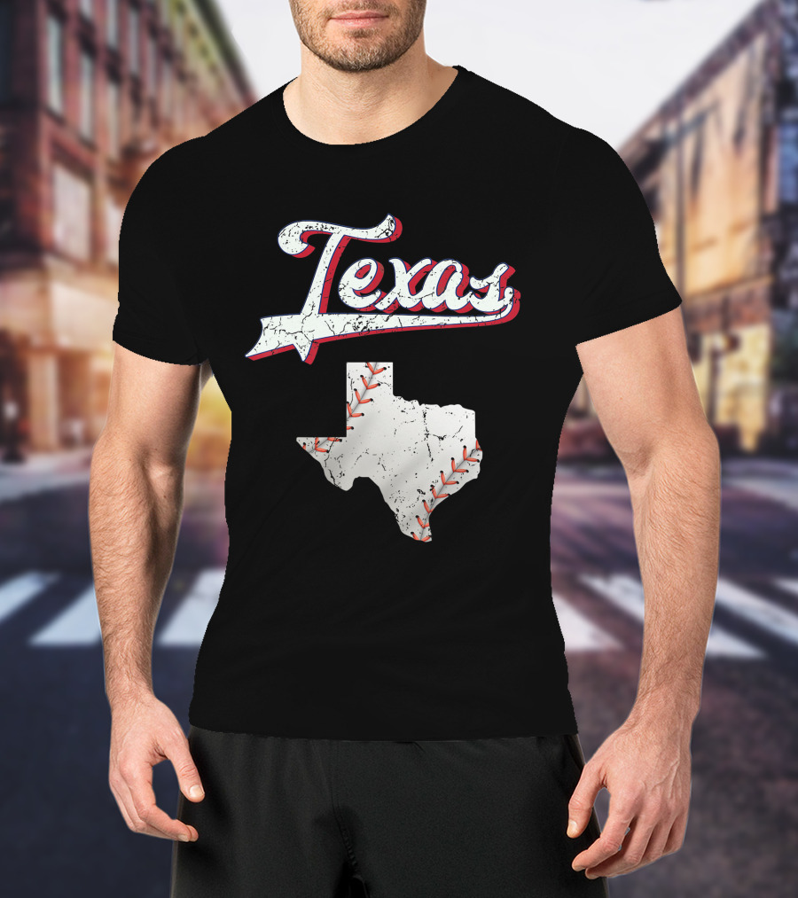 Texas Baseball Game Day Vintage Ranger Map T-Shirt