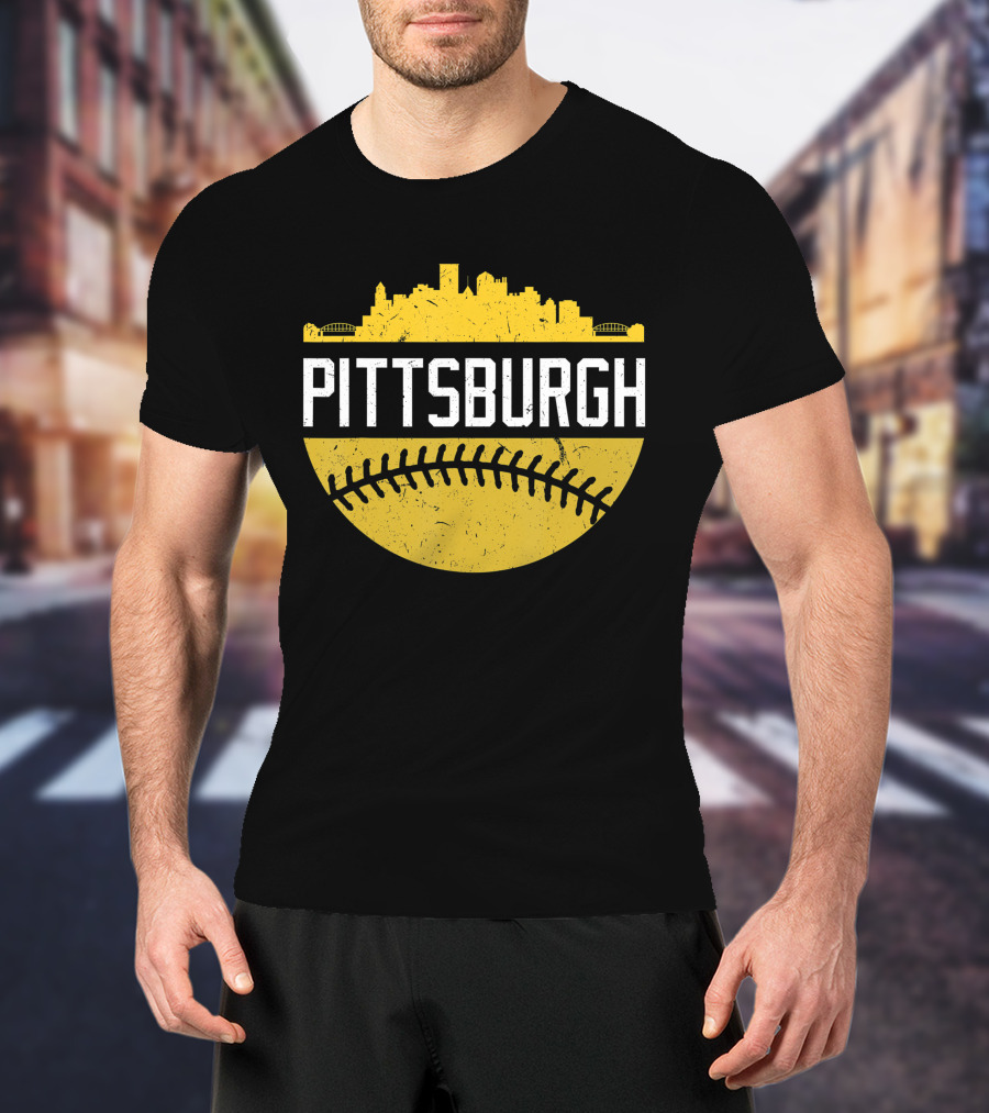 Pittsburgh Vintage Baseball City Skyline T-Shirt