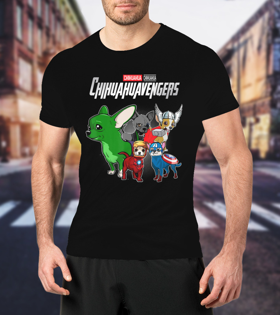 Chihuahuavengers Chihuahua Dog Superhero Group Comic T-Shirt