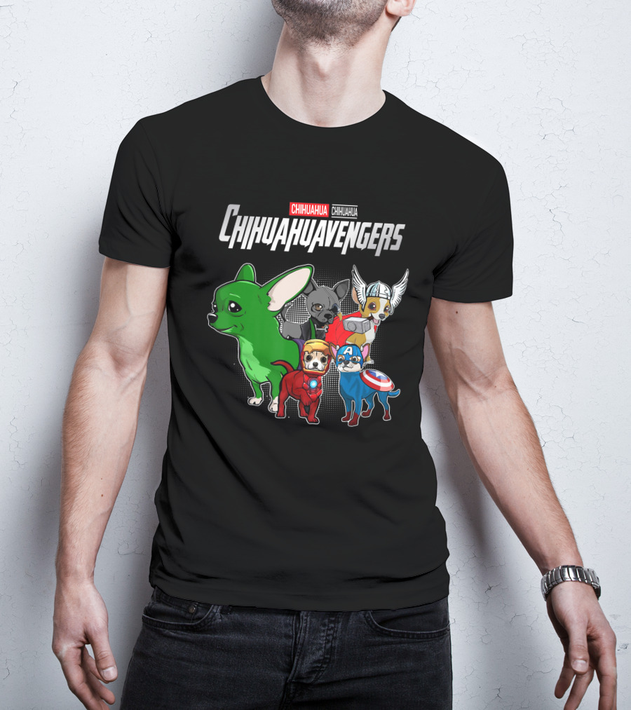 Chihuahuavengers Chihuahua Dog Superhero Group Comic T-Shirt