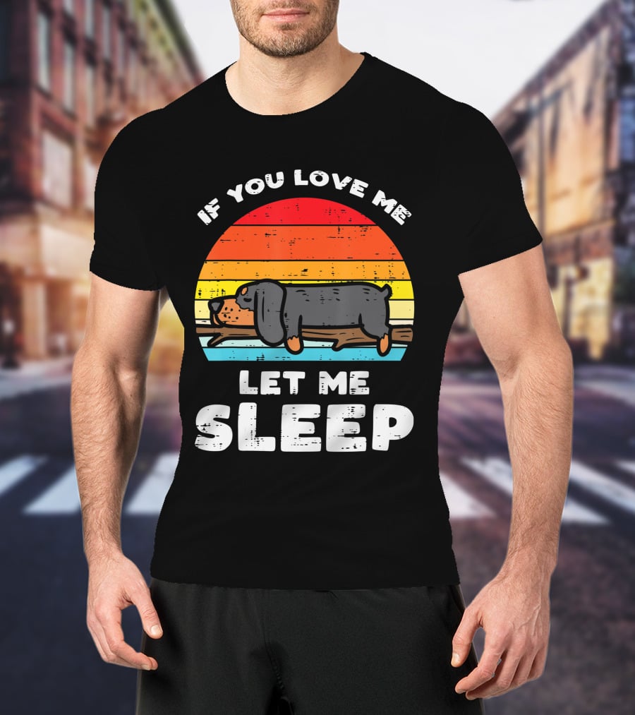 If You Love Me Let Me Sleep Dachshund Weiner Dog Vintage Sunset T-Shirt