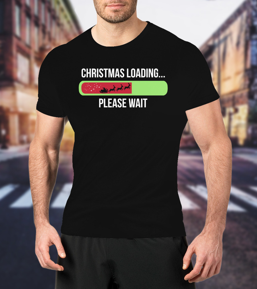 Christmas Loading Please Wait Santa Sleigh T-Shirt