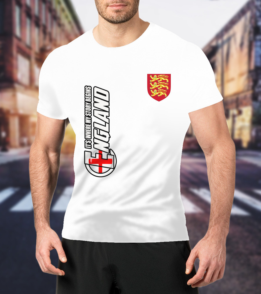 England It's Where My Story Begins Three Lions Crest T-Shirt