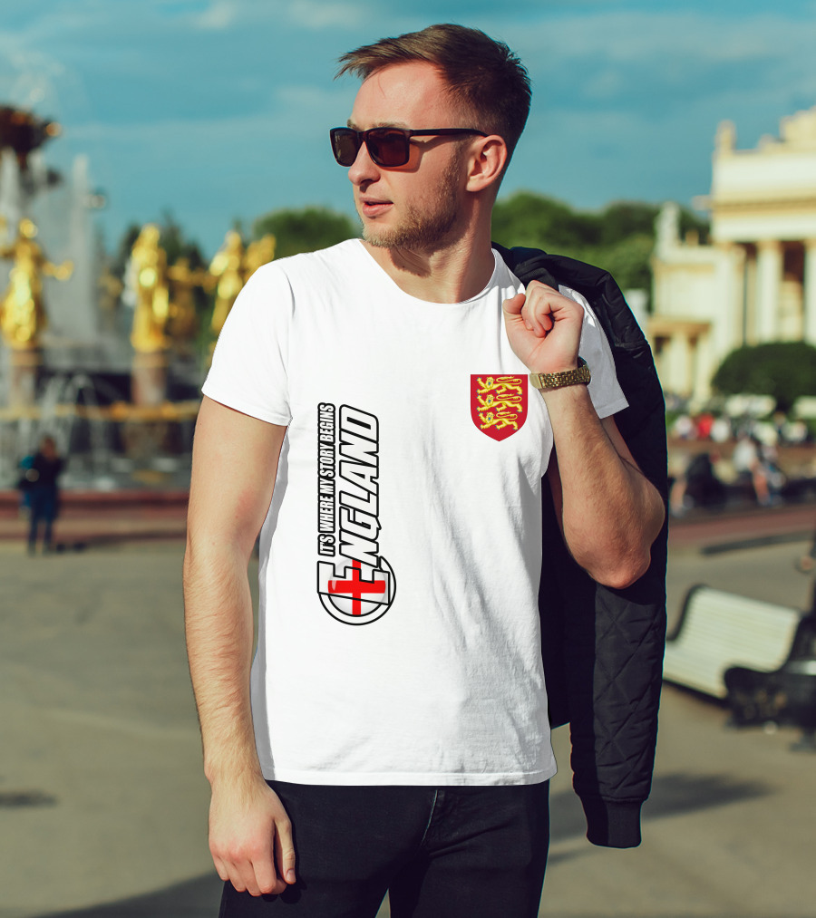 England It's Where My Story Begins Three Lions Crest T-Shirt