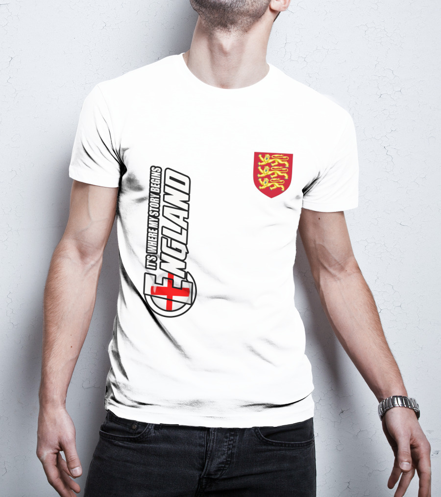 England It's Where My Story Begins Three Lions Crest T-Shirt