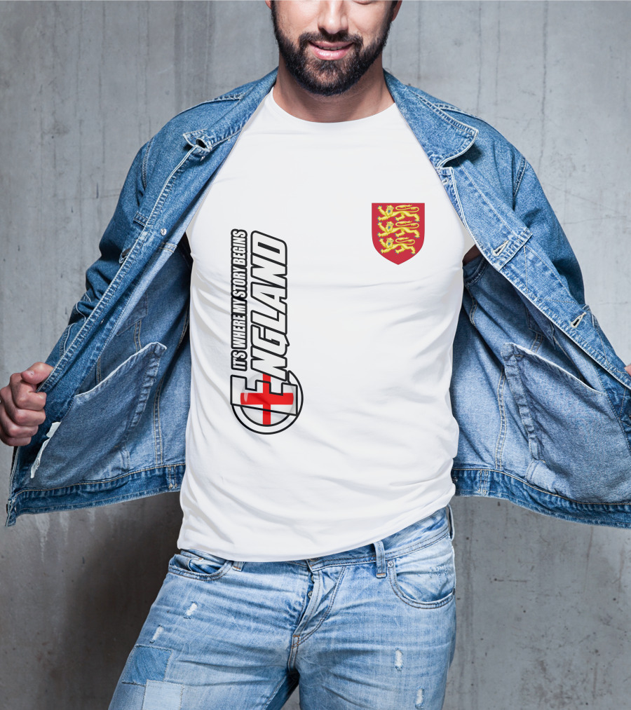 England It's Where My Story Begins Three Lions Crest T-Shirt