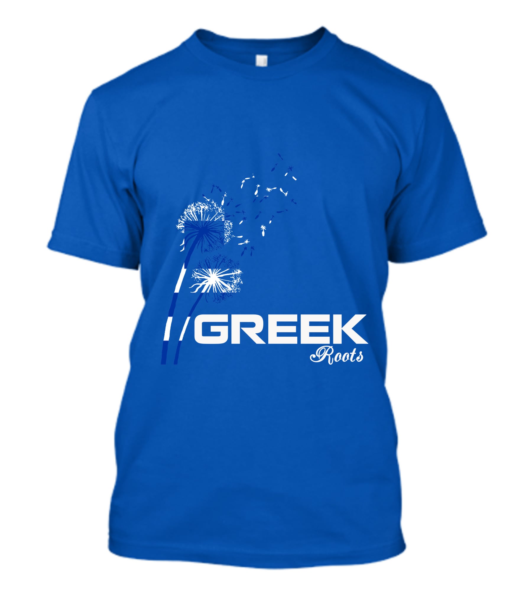 GREEK ROOTS Dandelion Blossom Blue Background T-Shirt