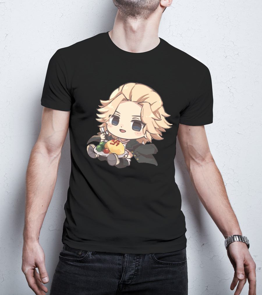 Mikey Holding Omurice Dish Tokyo Revengers Chibi Character T-Shirt