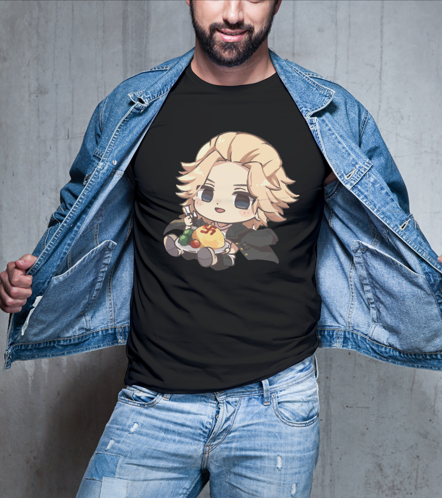 Mikey Holding Omurice Dish Tokyo Revengers Chibi Character T-Shirt