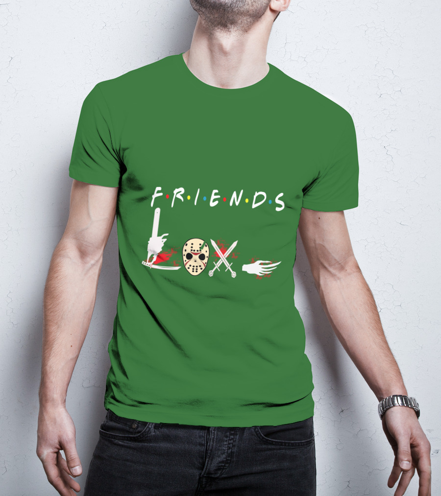 Friends Halloween Horror Icons Freddy Jason Masquerade T-Shirt