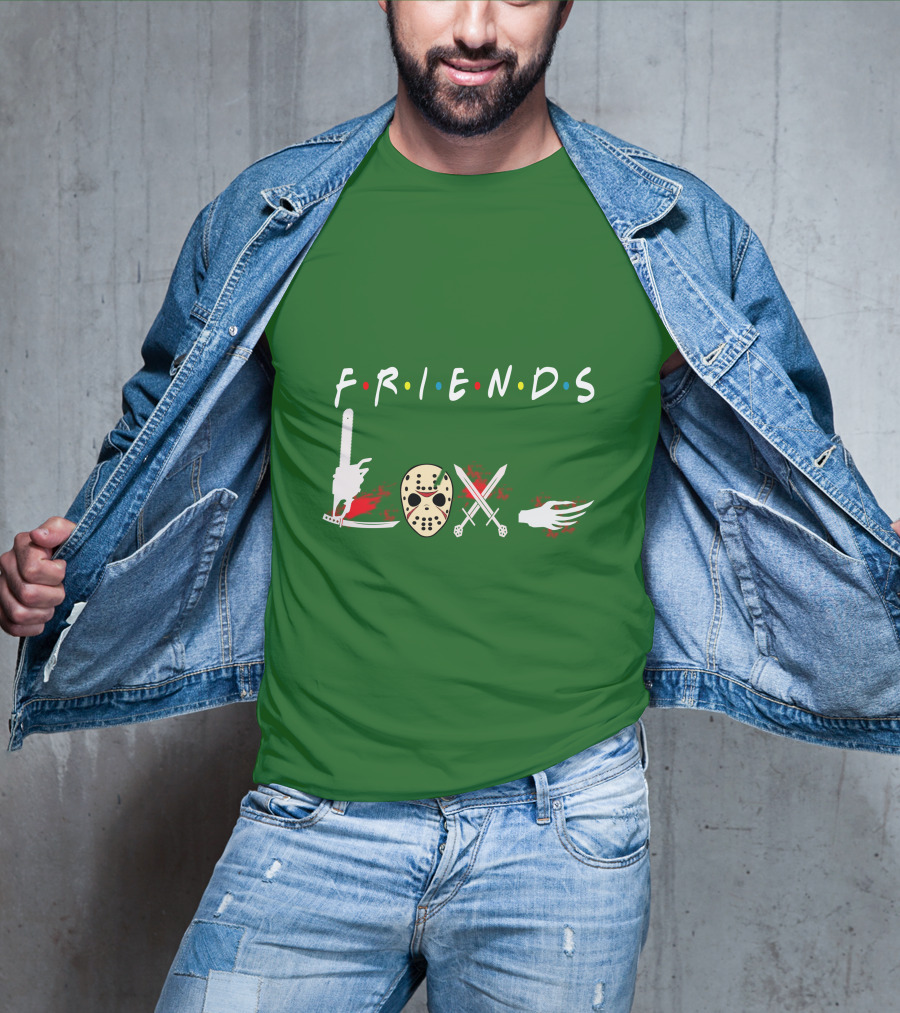 Friends Halloween Horror Icons Freddy Jason Masquerade T-Shirt