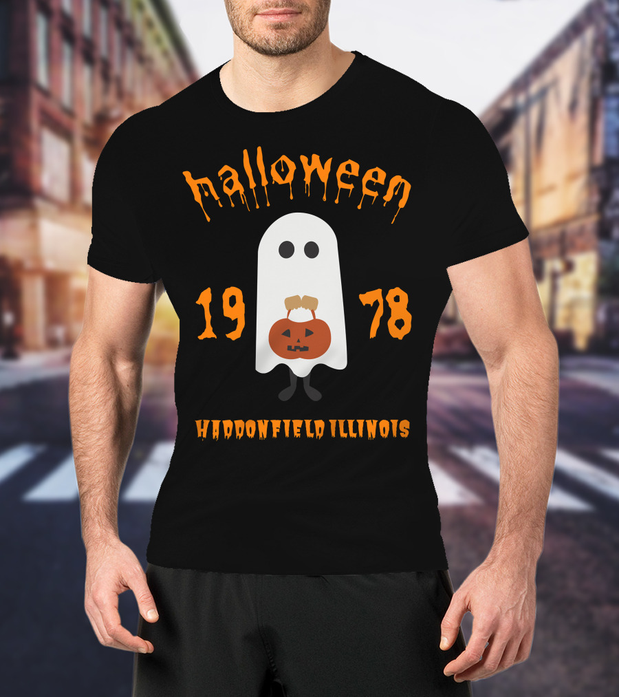 Halloween 1978 Ghost With Pumpkin In Haddonfield Illinois T-Shirt